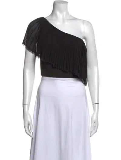 Pre-owned Nicholas One-shoulder Short Sleeve Top In Black