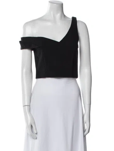 Pre-owned Nicholas One-shoulder Sleeveless Crop Top In Black