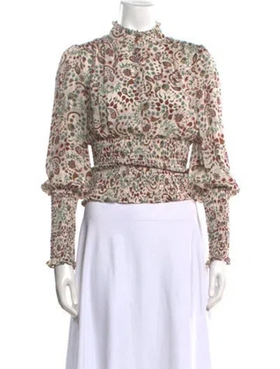 Pre-owned Nicholas Paisley Print Mock Neck Blouse In Multicolor