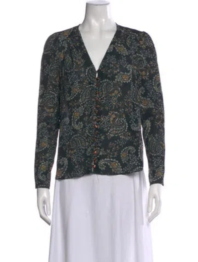 Pre-owned Nicholas Paisley Print V-neck Blouse In Black