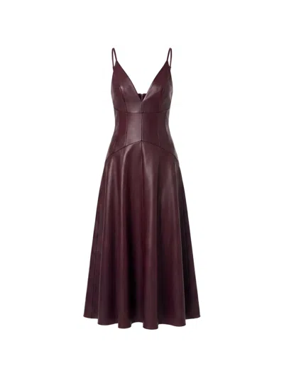 Nicholas Panelled Midi Dress In Burgundy