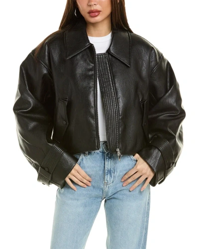 Nicholas Paris Crop Moto Jacket In Black