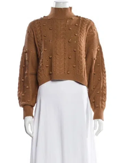 Pre-owned Nicholas Patterned Mock Neck Sweater In Orange