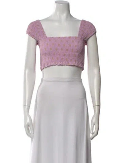 Pre-owned Nicholas Patterned Square Neckline Crop Top In Purple