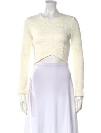 Pre-owned Nicholas Patterned V-neck Crop Top In Neutrals