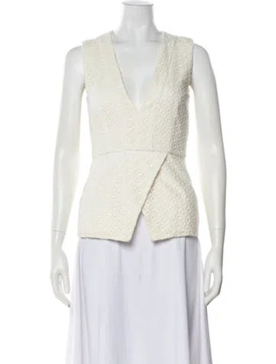 Pre-owned Nicholas Patterned V-neck Top In White