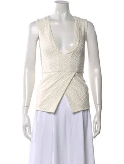 Pre-owned Nicholas Patterned V-neck Top In White