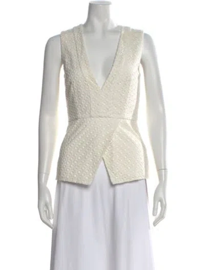 Pre-owned Nicholas Patterned V-neck Top In White