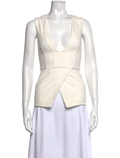 Pre-owned Nicholas Patterned V-neck Top In White