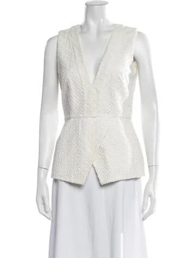 Pre-owned Nicholas Patterned V-neck Top In White