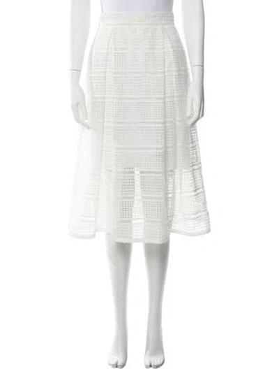 Pre-owned Nicholas Plaid Print Midi Length Skirt In White