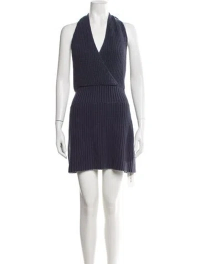 Pre-owned Nicholas Plaid Print Mini Dress In Blue