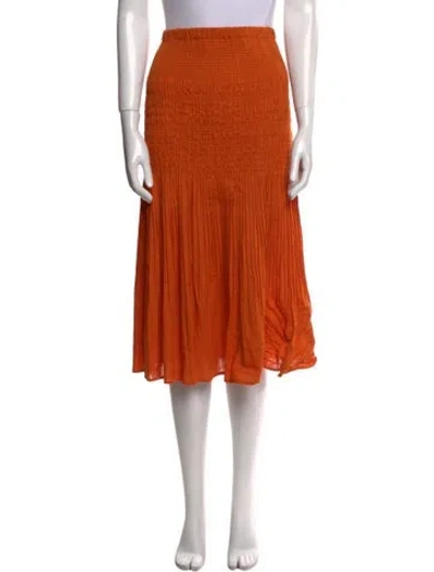 Pre-owned Nicholas Pleated Accents Midi Length Skirt In Orange