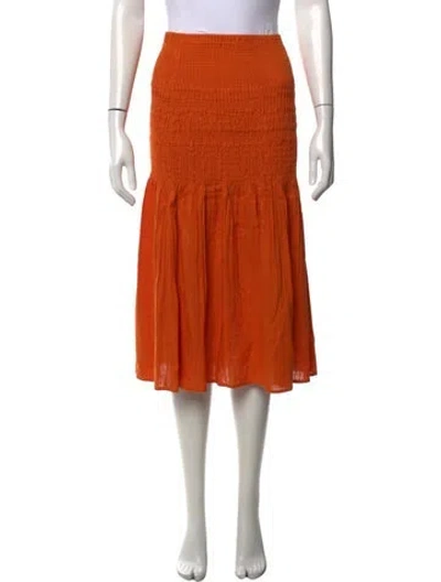 Pre-owned Nicholas Pleated Accents Midi Length Skirt In Orange