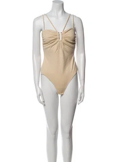 Pre-owned Nicholas Pleated Accents One-piece In Neutral