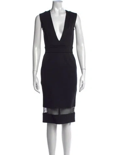 Pre-owned Nicholas Plunge Neckline Knee-length Dress In Black