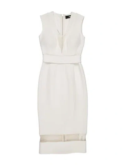 Pre-owned Nicholas Plunge Neckline Knee-length Dress In White