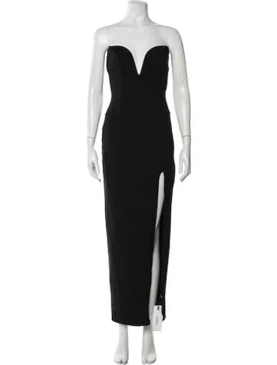 Pre-owned Nicholas Plunge Neckline Long Dress In Black