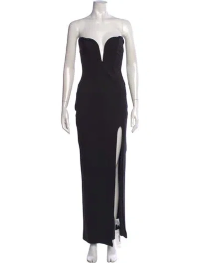 Pre-owned Nicholas Plunge Neckline Long Dress In Black