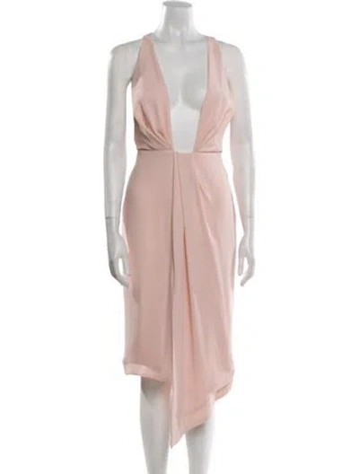 Pre-owned Nicholas Plunge Neckline Long Dress In Pink