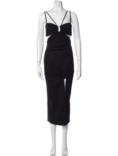Pre-owned Nicholas Plunge Neckline Midi Length Dress In Blue