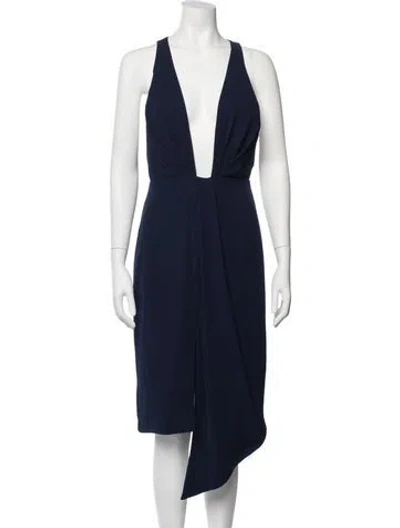 Pre-owned Nicholas Plunge Neckline Midi Length Dress In Blue