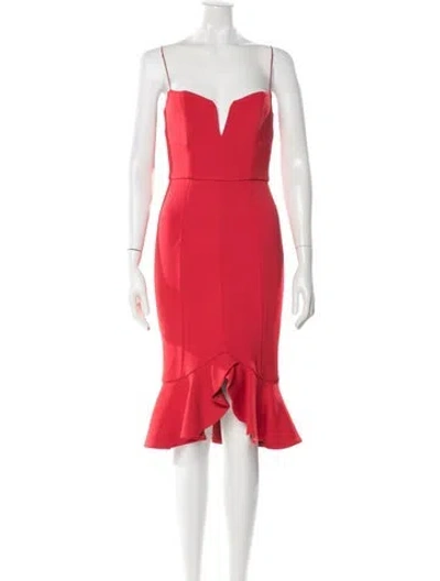 Pre-owned Nicholas Plunge Neckline Midi Length Dress In Red