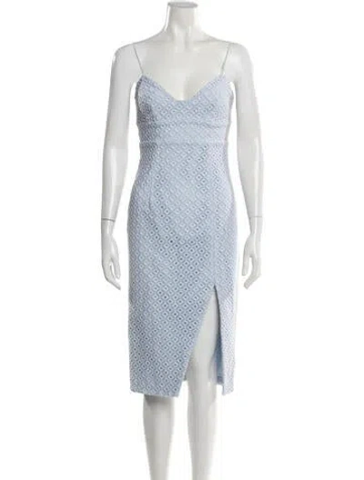 Pre-owned Nicholas Polka Dot Print Midi Length Dress In Blue