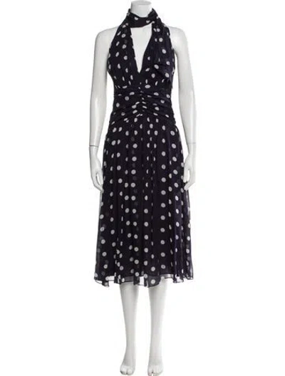 Pre-owned Nicholas Polka Dot Print Midi Length Dress In Purple