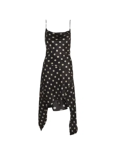 Pre-owned Nicholas Polka-dot Asymmetric Dress In Black