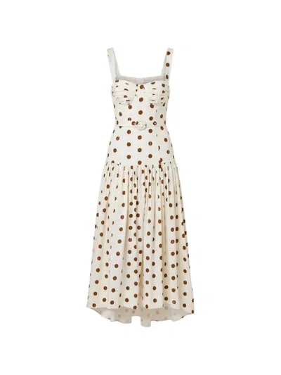 Nicholas Polka-dot Belted Dress In White