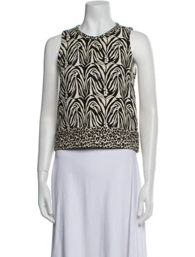 Pre-owned Nicholas Printed Crew Neck Crop Top In Neutral