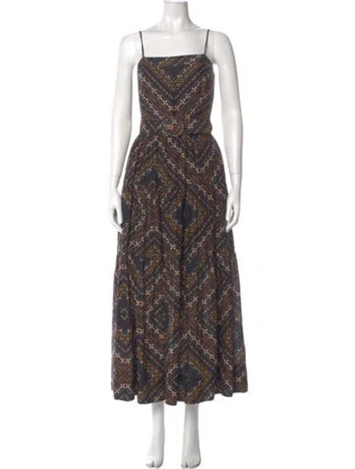 Pre-owned Nicholas Printed Long Dress In Black