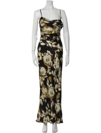 Pre-owned Nicholas Printed Long Dress In Black