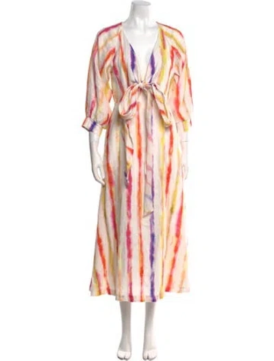 Pre-owned Nicholas Printed Long Dress In Neutral