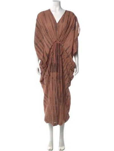 Pre-owned Nicholas Printed Long Dress In Neutral