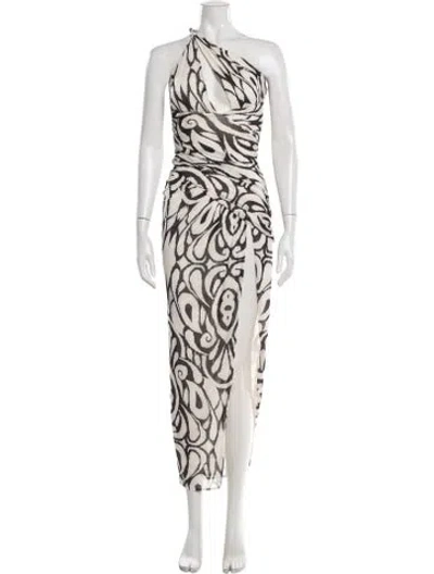 Pre-owned Nicholas Printed Long Dress In Neutrals