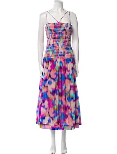 Pre-owned Nicholas Printed Long Dress In Pink