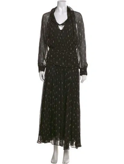 Pre-owned Nicholas Printed Long Dress W/ Tags In Green