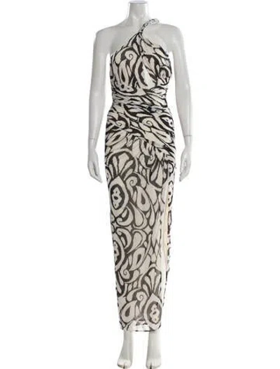 Pre-owned Nicholas Printed Long Dress W/ Tags In Neutral