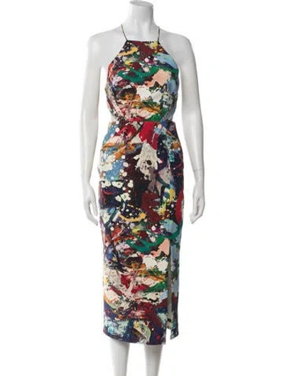 Pre-owned Nicholas Printed Midi Length Dress In Multicolor