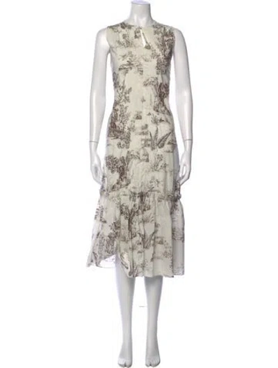 Pre-owned Nicholas Printed Midi Length Dress In Neutral