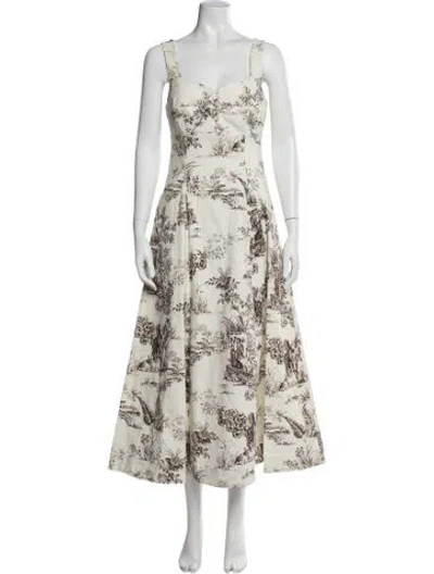 Pre-owned Nicholas Printed Midi Length Dress In Neutral