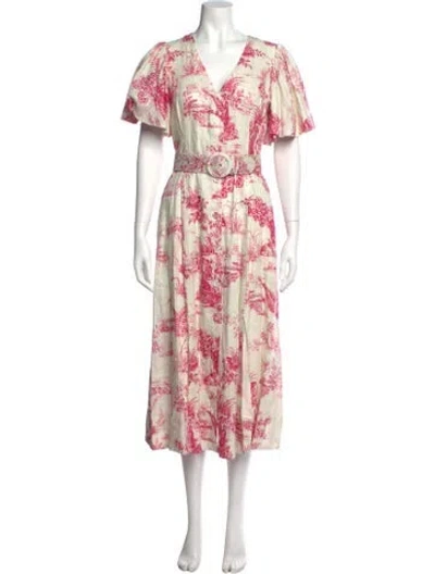 Pre-owned Nicholas Printed Midi Length Dress In Pink