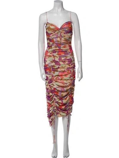 Pre-owned Nicholas Printed Midi Length Dress W/ Tags In Purple