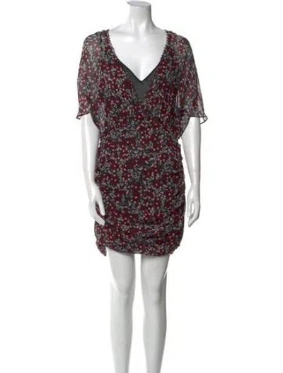 Pre-owned Nicholas Printed Mini Dress W/ Tags In Burgundy