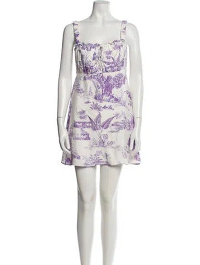 Pre-owned Nicholas Printed Mini Dress In White