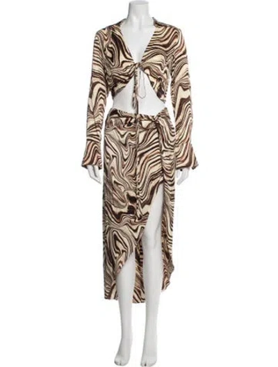 Pre-owned Nicholas Printed Skirt Set In Neutrals
