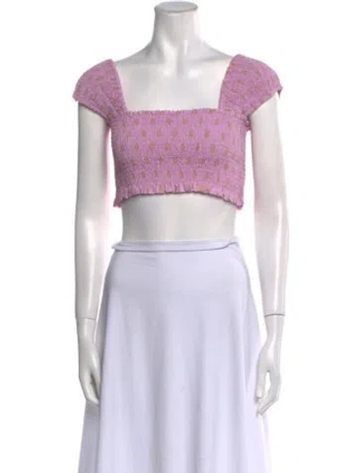 Pre-owned Nicholas Printed Square Neckline Crop Top In Purple