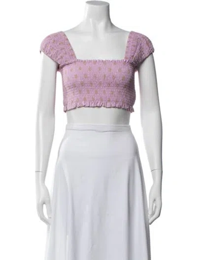 Pre-owned Nicholas Printed Square Neckline Crop Top In Purple